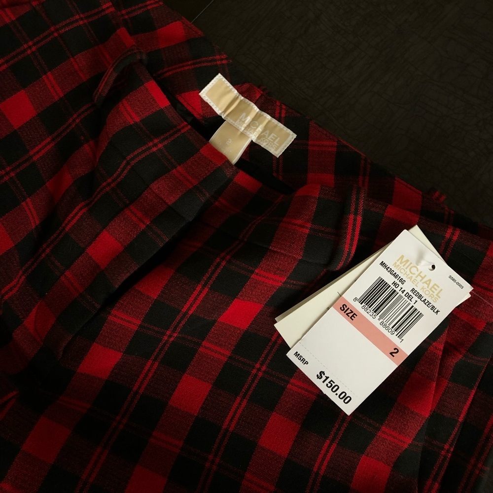MICHAEL KORS- Red and Black Checkered Pants